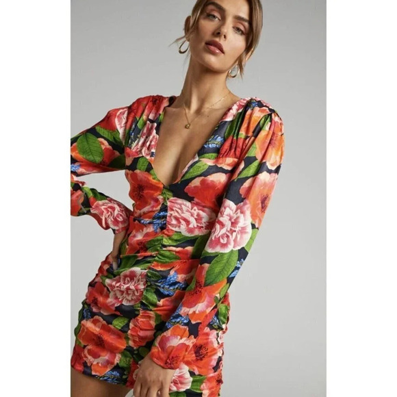 Atoir Star Dress in Scarlet Rose XSmall 2 New Womens Long Sleeve Satin Mini - Picture 10 of 14